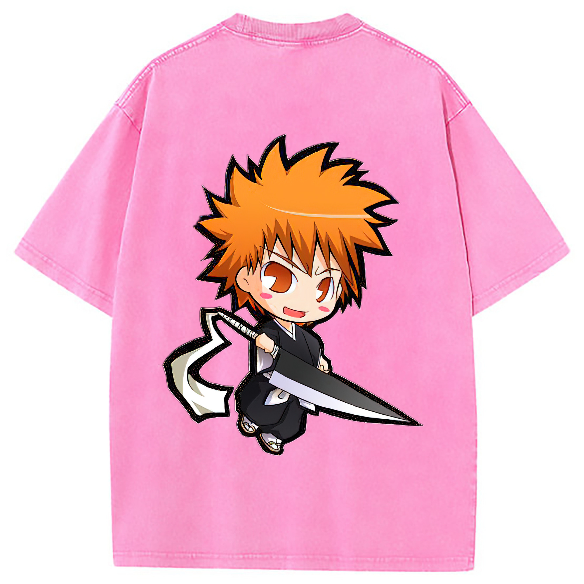 （画像用） ブリーチ 黒崎一護（くろさき いちご）BLEACH Kurosaki Ichigo 綿100% ヴィンテージ風 半袖Tシャツ（背面プリント）